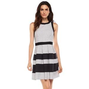 NWT. ELLE™ Striped Jacquard Fit & Flare Dress-Women’s size 10 black & white